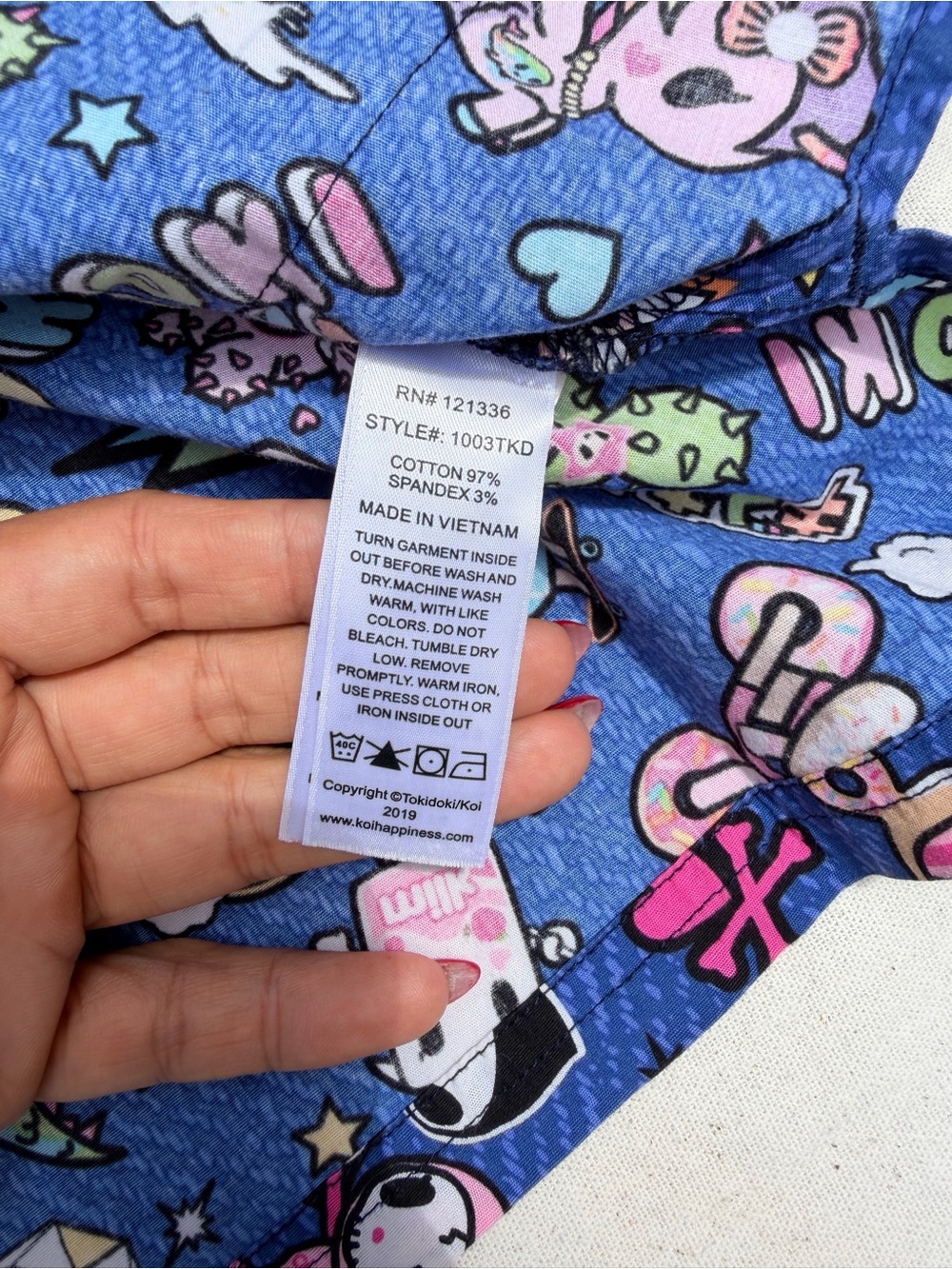 Women's Tokidoki scrub top Printed and Royal Blue Pants set - Picture 4 of 11
